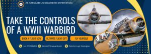 The best value Warbird flights in the UK! T6 Harvard Ltd Embark on an exhilarating adventure with T6 Harvard Ltd's Warbird flights. Take control of the legendary T6 Harvard aircraft and soar through the skies, reliving the glory days of aviation history. Book your flight today and experience the thrill of flying a true warbird.